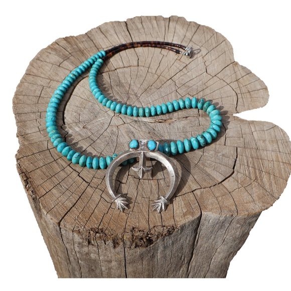 Vintage‎ Navajo Necklace Naja Genuine Native American Sterling Silver Jewelry ** - Picture 10 of 11